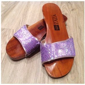 Mademoiselle Zaza PARIS Lavender Sequin Sandals 8